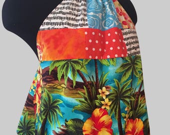 Hawaiian Halter Top//backless//summer top