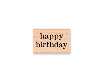 happy birthday -Vintage Font - medium size-(mcrs 14-32) Wood Mounted Rubber Stamp