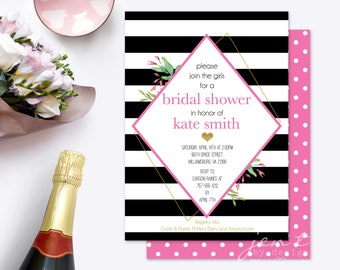 Kate Spade Shower | Bridal Shower Invite | Black and White Invitation | Kate Spade Invite | Shower Invitation | Bridal Shower