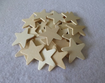 25 Wood stars, unfinished, for kids crafts, wood crafts, wood working
