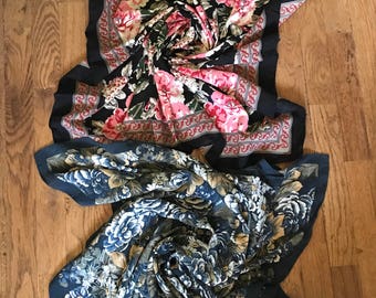 two beautiful floral design scarves