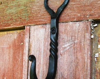 Heart Shape Wall Hook, Hand Forged Wrought Iron