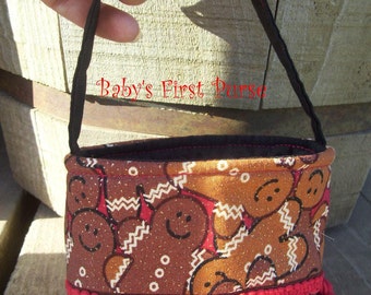 Baby's First Purse, Christmas Purse, Gingerbread Purse, Tiny Purse, purse for one year old
