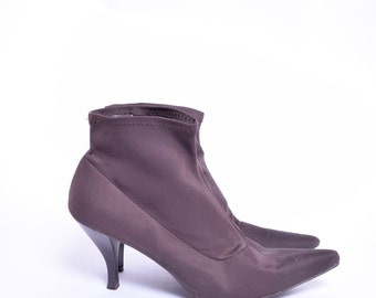 Vintage 90's Brown Ankle Sock Boot Heels