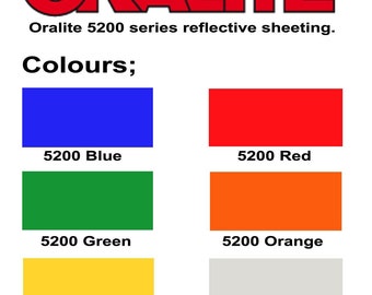 Reflective Vinyl Sheets - Oralite 5200 - 9.8" x 7.8" (25 x 20 cm). 6 colors available. Decal Vinyl, Self Adhesive Vinyl, Craft Vinyl