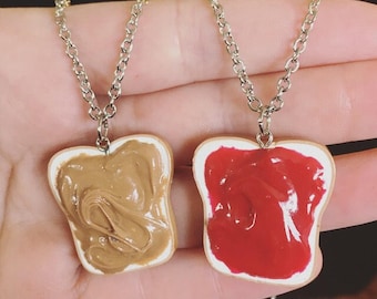 Peanut Butter and Jelly Best Friend Necklace/Key Chain Set