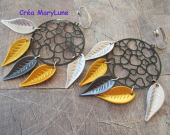 Clip earrings for non pierced black and multicolor