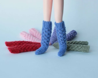 Blythe socks, Blythe stockings, Blythe high socks, Hand knitted stockings for Blythe, Licca, momoko, Pure Neemo, 12 inch doll socks, clothes