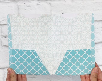 Turquoise Planner Folder, Blue 4 pocket Journal Insert, Ombre Fauxdori Pocket for Travel Notebook, Seaside Collection