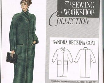 Size 8-20 Misses' Coat Sewing Pattern - Standing Collar Long Coat Pattern - Sandra Betzina Coat - The Sewing Workshop