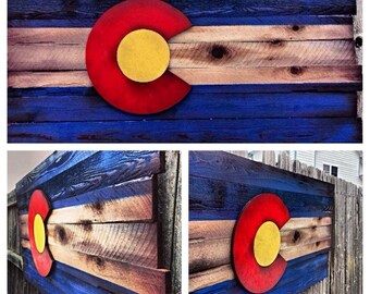 Wooden Colorado Flag- Shipping included Aged wood Colorado Art, Rustic. Restaurant decor, Home Decor, Unique, Shabby, Mountain house