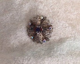 Vintage IOF Rhinestone Brooch