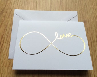 Love infinity gold foil card/ Valentines Day card/ love note card/ blank card/ anniversary card/ wedding card