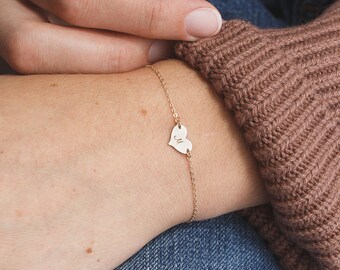 Dainty Personalized Heart Bracelet / Personalized Initial Charm Bracelet / 14k Gold Fill, Sterling Silver or Rose Gold Filled / LB117_10