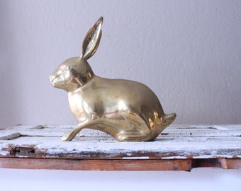Vintage Brass Bunny Rabbit // Solid Brass