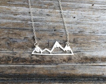 Silver Mountain Necklace, Mountain Charm Necklace, California Necklace, Northwest Necklace, Gift for her