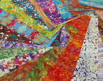 9 printed sheets illustrated with marbled paper - 24 different designs