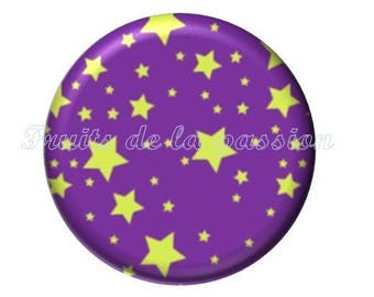 1 cabochon 25mm celestial stars round glass