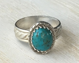 Turquoise Sterling Silver Ring Size 7.75