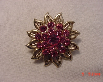 Vintage Pink Rhinestone Brooch 18 - 590