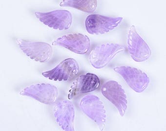 18mm Carved amethyst angel wing earrings loose bead (both sides carved)