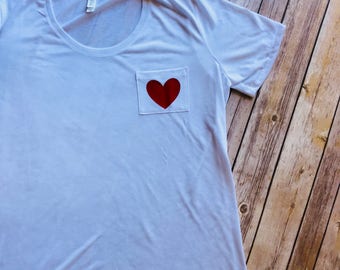 Pocket Heart Flowy Tee
