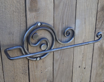 Wrought iron paper towel holder, Hand forged, Blacksmith, Kitchen decor, Kitchen storage