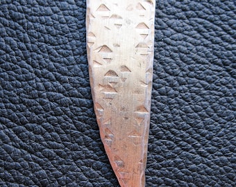 Gold Washed Brown Patina Aluminum Hammered Blade Pendant - 2 inches in length