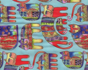 RARE Laurel Burch Fanciful Felines Cats 1/2 Yard Fabric