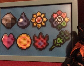 8 Pokemon Johto badges framed