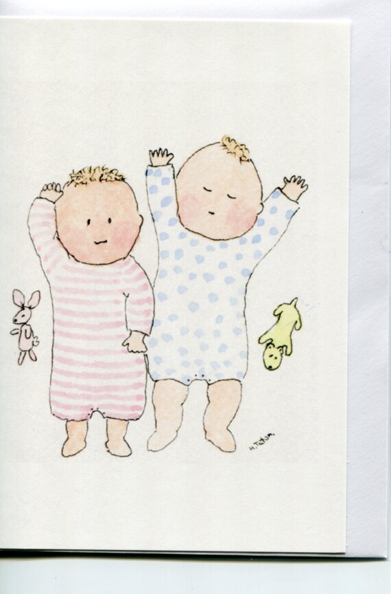 No 53 twin cards boy and girl twin card multiple birth card