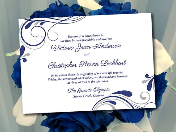 Wedding Invitation Template Winter Wedding Navy Blue Silver Wedding Invitation Template Winter Wedding Navy Blue Silver