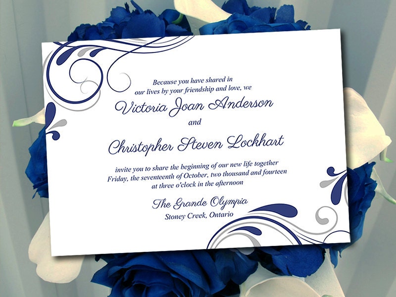 Navy wedding invitation templates