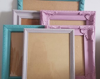 GREEN + PINK + GREY Custom Painted Frames Sets of 5, 9, 12 + 15 -Collection of Shabby Vintage Chic Assorted Frames -Colour Choices Available