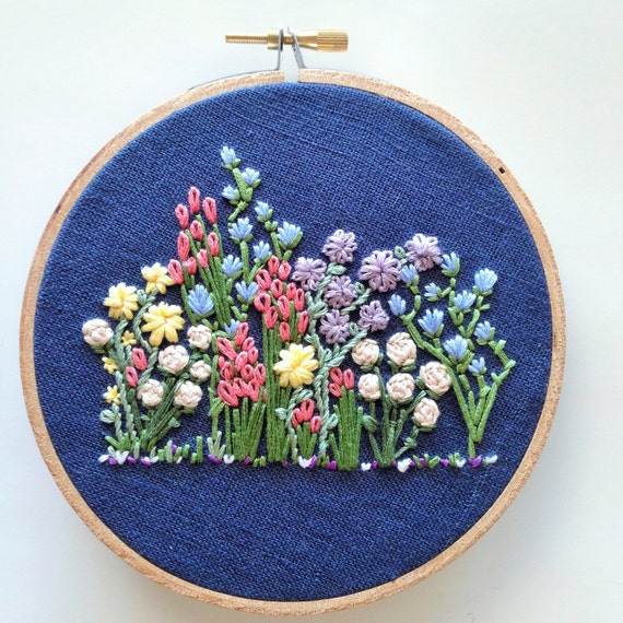 Hand Embroidery Pattern Flower Embroidery Hoop Pattern
