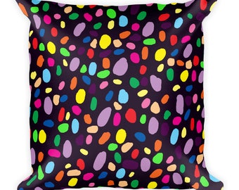 Rainbow Confetti Square Pillow