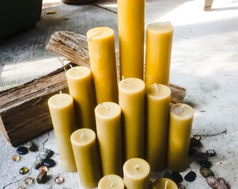100% Pure beeswax candle-3"to 15"-scented or unscented-pillar candles-beeswax candles-2" diameter pure beeswax candle-beeswax