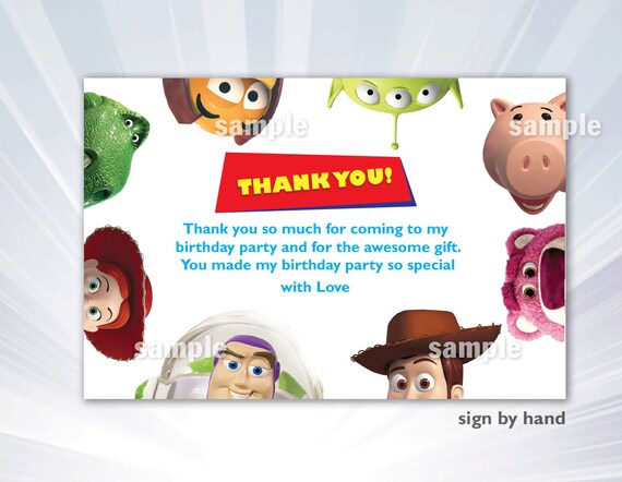 Toy Story Thank you card Toy Story Birthday Party Toy