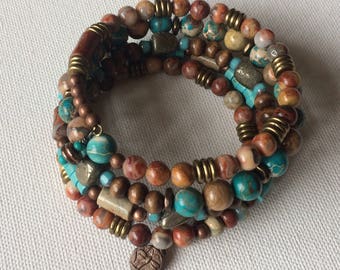 5 wrap memory wire desert inspired bracelet