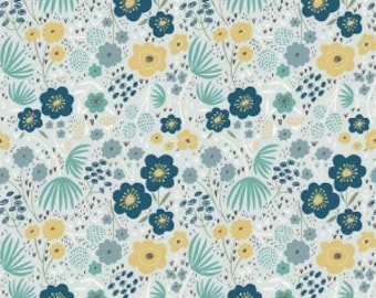 Ava Rose Floral Blue Yardage by Deena Rutter for Riley Blake Designs #C5872 100% Cotton