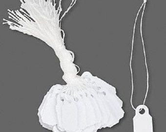 200 Small White Plastic Hanging Price Tags 3/8 x 7/8 in Jewelry,Craft Display Pricing