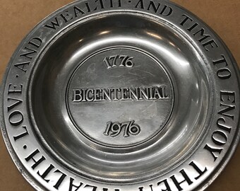 Wilton pewter plate, 9.5", Columbia, PA, 1976 Bicentennial