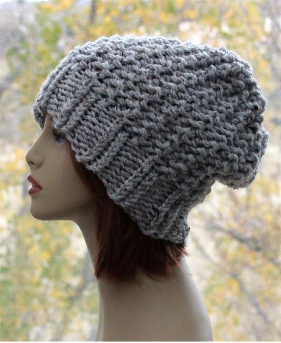 Crochet Womens Hat Slouchy Beanie Knit Textured Winter Hat