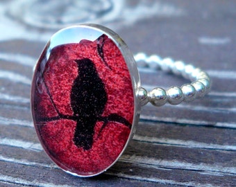 Crow Silhouette Ring in Sterling Silver