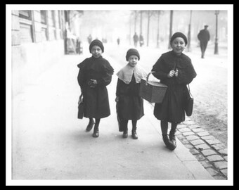 Vintage Historic Reproduction Photo French Children Unframed