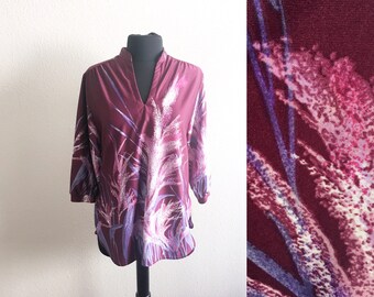 70s TUNIC TOP / vintage teddi of california blouse psychedelic shirt retro polyester blouse large blouse