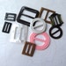 Bakelite Buckles Set of 10 Vintage Black White Pink Brown Assorted Sizes Round Rectangular 1940s Sewing Notions Art Deco Fashion Napkins