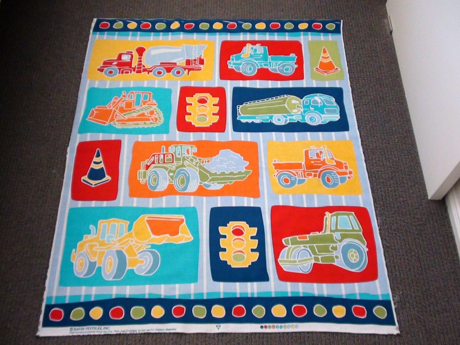 Construction fabric panel. Digger fabric. Vehicle fabric