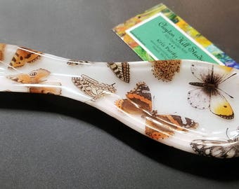 Fused Glass Spoon Rest - Butterflies