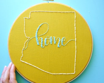 YOU CHOOSE Custom State Embroidery Hoop Art Home Sign,State Art,Housewarming Gift,Personalized Gift,Home State Love,Home Sweet Home Art